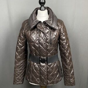 Moncler Brest Brown Quilted Puffer with Belt